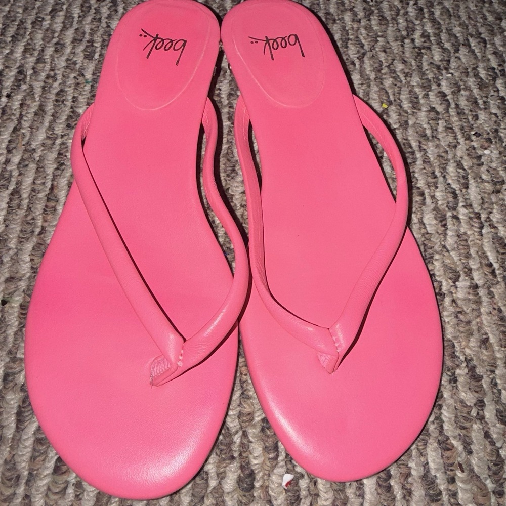 Beek Corella Leather Kitten Heel Thong Sandal Size 8 Pink